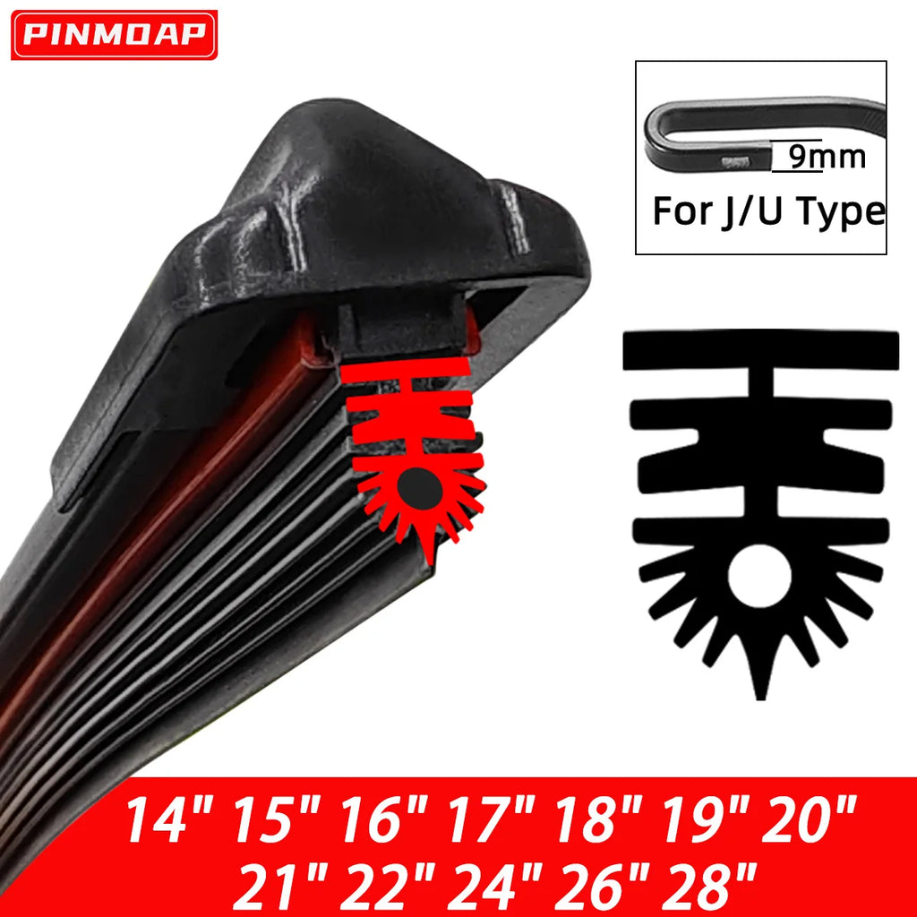 Car Front Windshield Wiper Blade 11 Layer Rubber Strip J/U-Shaped Premium Automotive Accessory