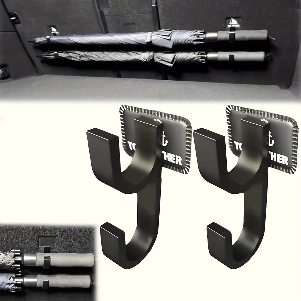 Lot of 2 Car Umbrella Hooks Trunk Hangers Universal for Sedans with No-Drill SUV