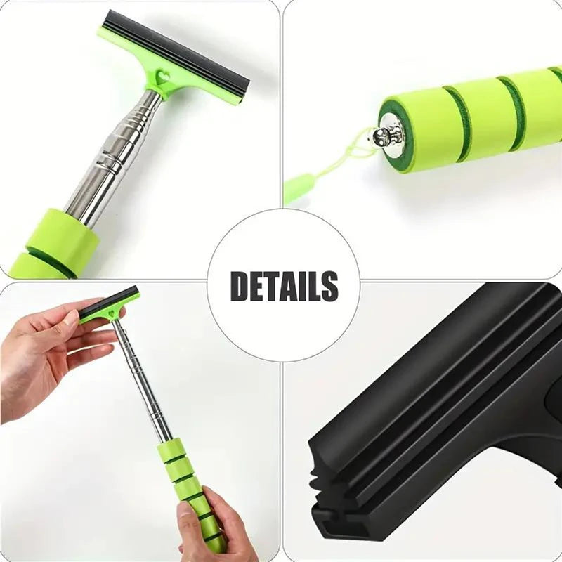 Car Rearview Mirror Wiper Telescopic Handle Durable Stainless Auto Glass Premium Automotive Accessory