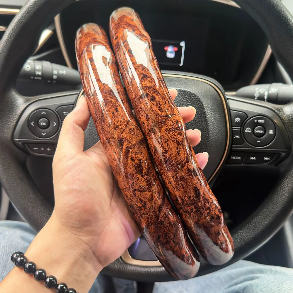 2 PCS Universal Round Car Steering Wheel Cover Carbon Fiber