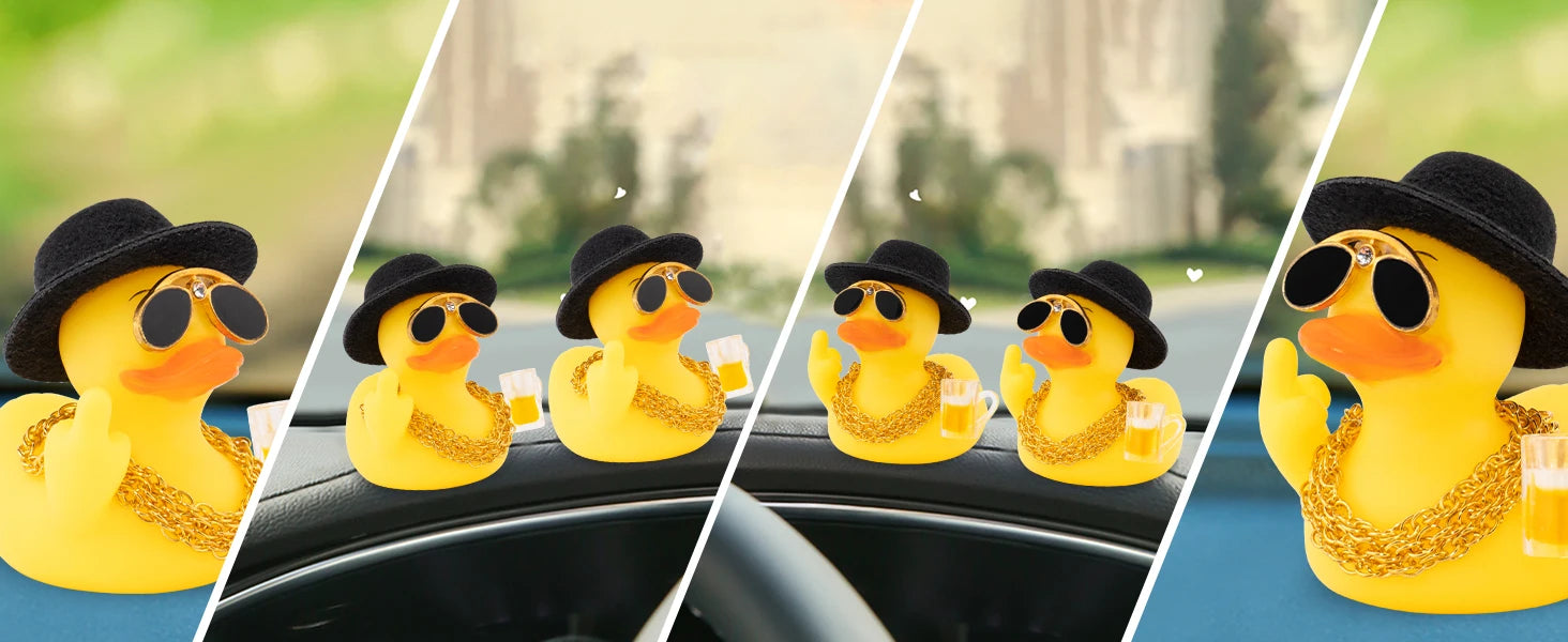 Rubber Middle Finger Duck Car Ornament Funny Office Gift Dashboard Decoration Premium Automotive Accessory