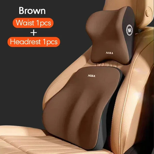 Memory Foam Car Universal Headrest Lumbar Cushion Back Pillow Interior Protector