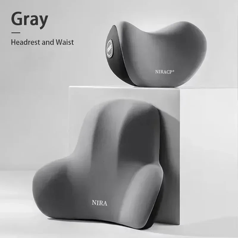 Ergonomic Car Headrest and Lumbar Support Set Memory Foam Neck Cushion Interior