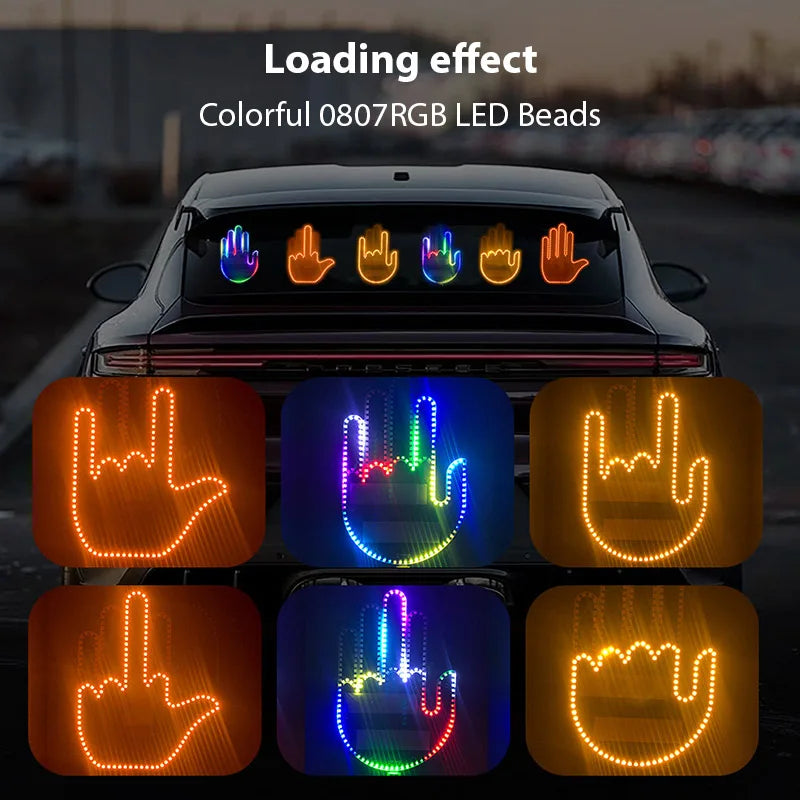 Funny Car Finger Gesture Light Multi-function Warning Tip Anti-Tailgating Premium Automotive Accessory