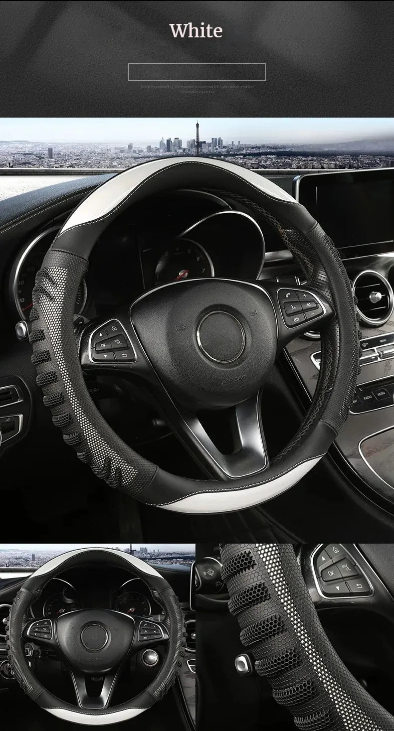 Three-dimensional Honeycomb Steering Wheel Cover Durable Leather Cover