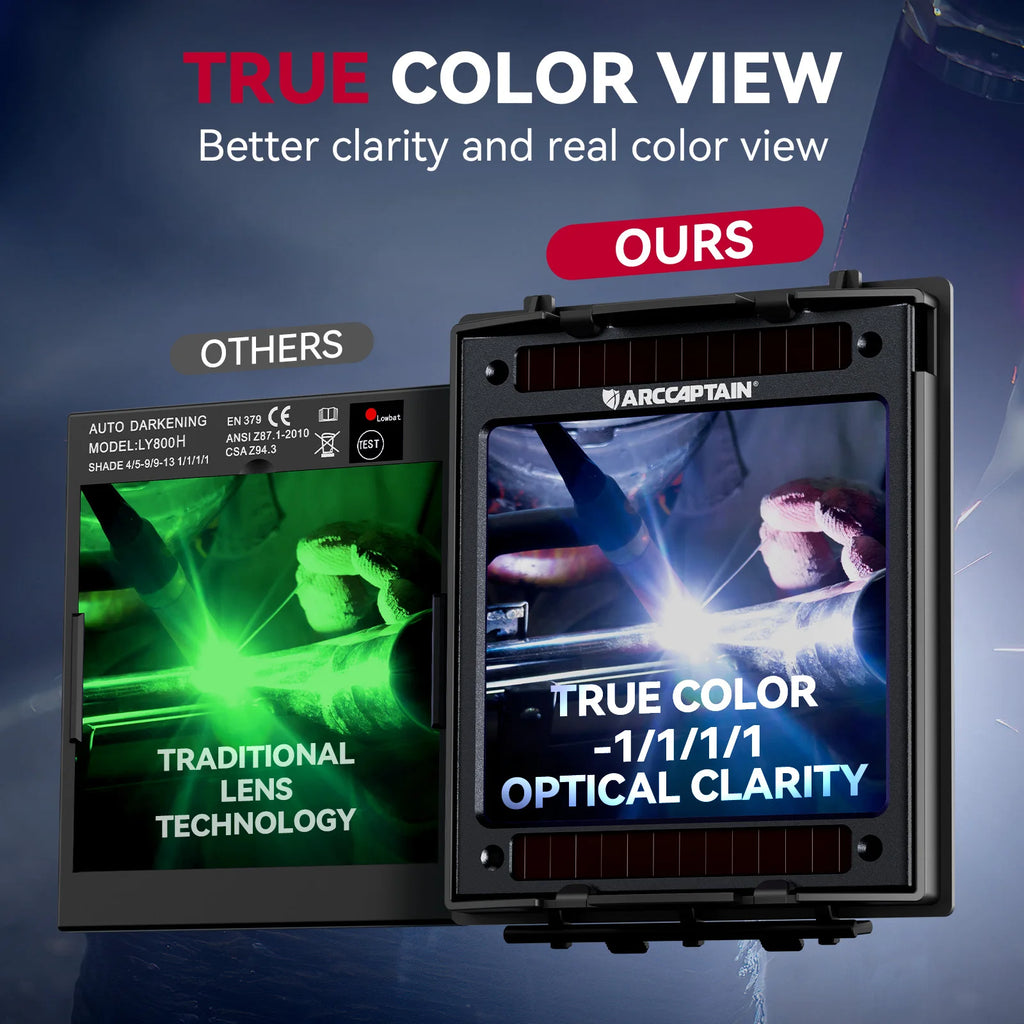 Welding Helmet ARCCAPTAIN  Auto Darkening Solar Powered True Color Welding Hood 1/1/1/1 Welder Mask For MMA MIG TIG Cutting
