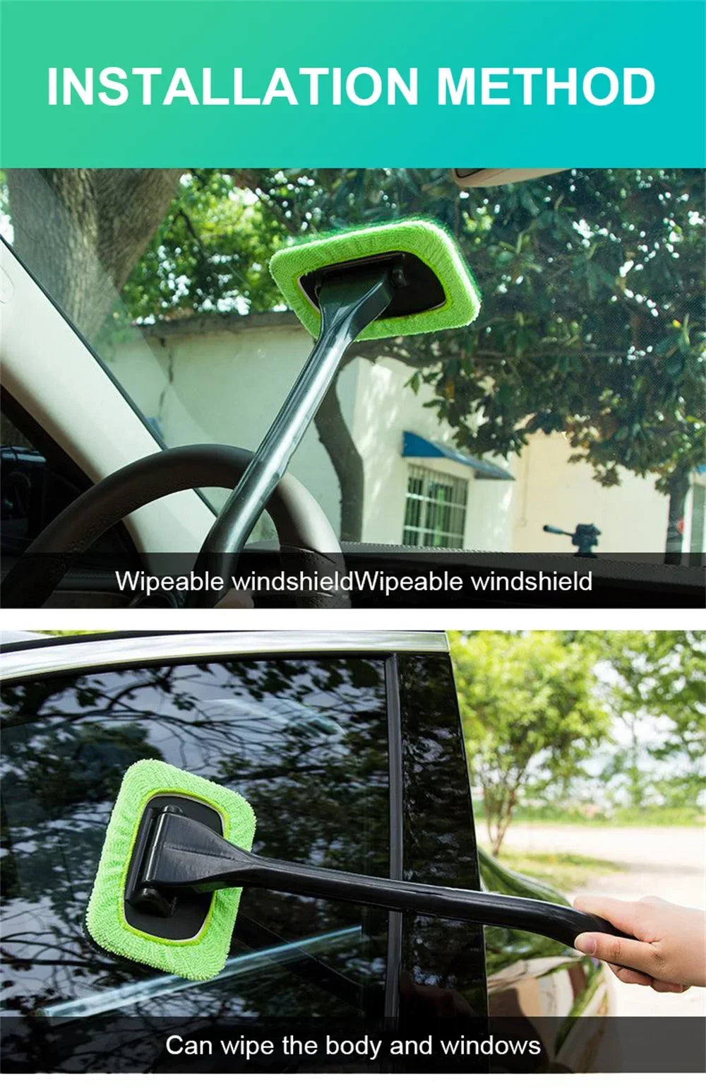 New Car Window Cleaner Brush Kit Windshield Cleaning Wash Tool Inside Interior Premium Automotive Accessory