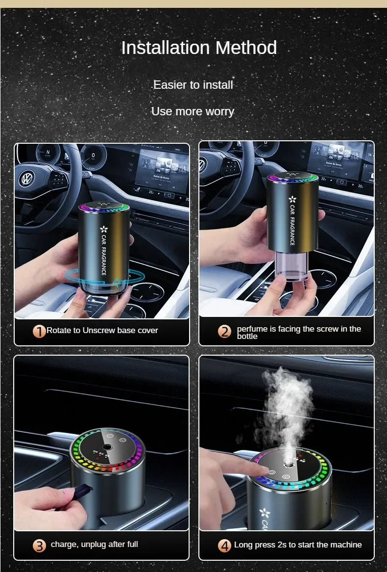 Car Aromatherapy Perfume with Automatic Spray Aluminum Alloy Metal Odor Remover