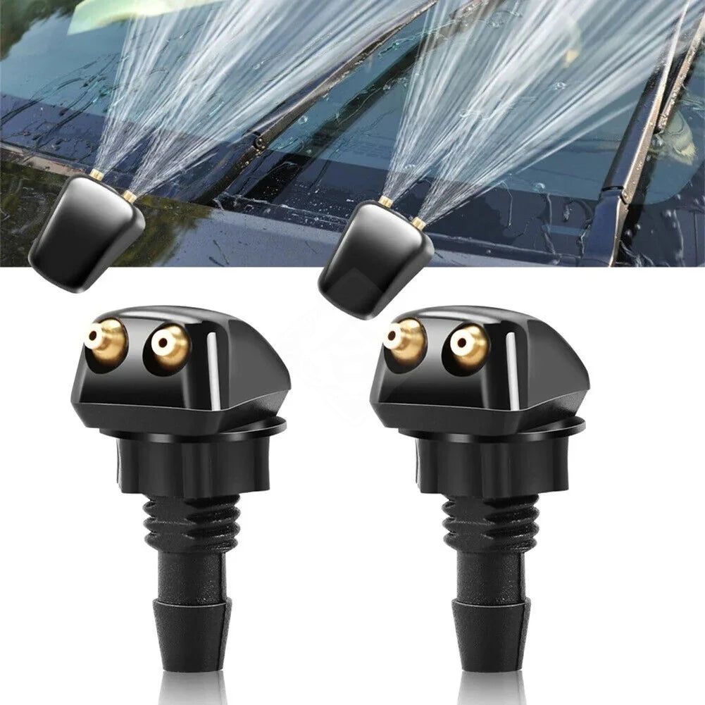 Sale 2Pcs Car Windshield Wiper Washer Spray Nozzle Fits Most Models Dual Holes Premium Automotive Accessory