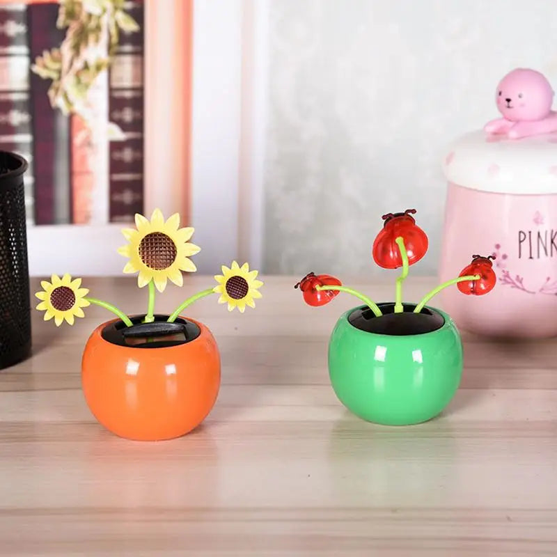 Solar Toy Sunflower Ornaments Dancing Flowers Powered Car Dashboard Automatic Premium Automotive Accessory