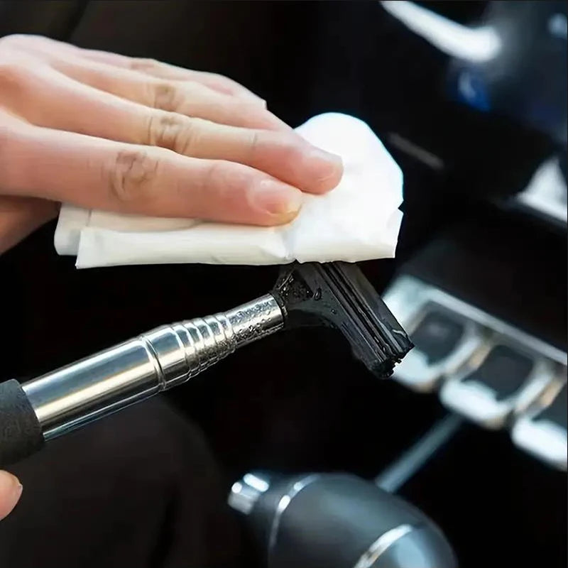 Car Rearview Mirror Wiper Telescopic Handle Durable Stainless Auto Glass Premium Automotive Accessory
