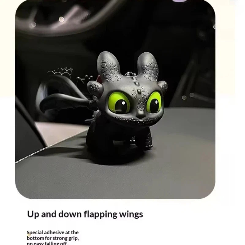 Genuine Cute Glowing Toothless Car Interior Ornament, Night Fury Wings Can Move Premium Automotive Accessory