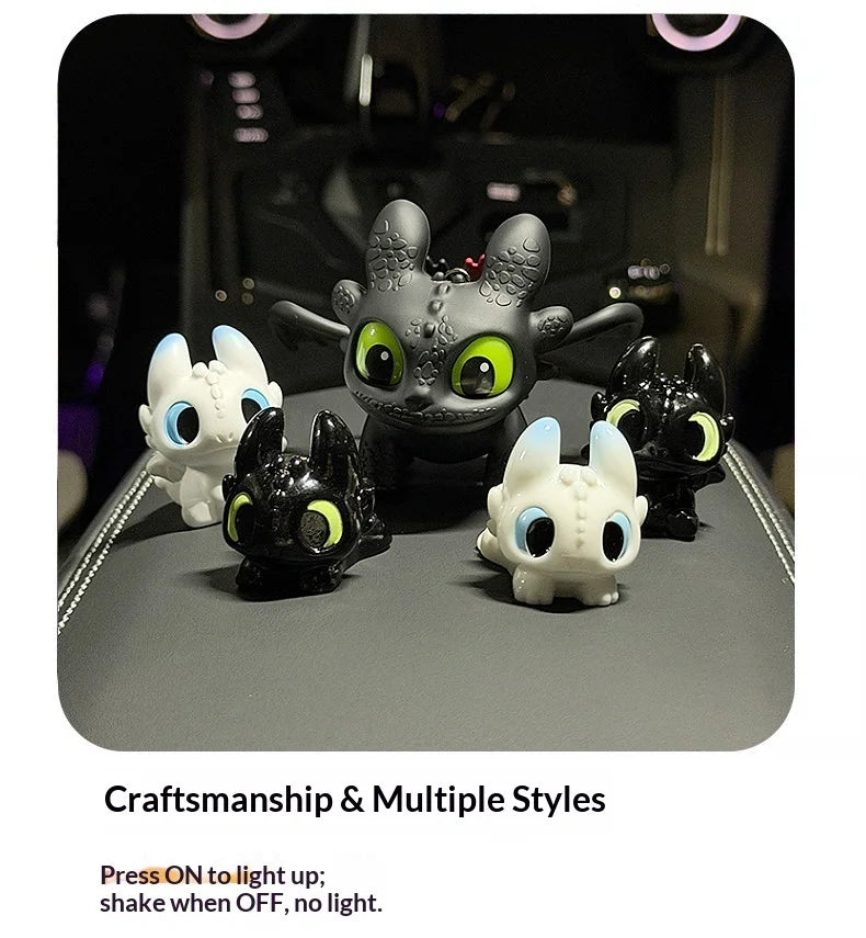 Genuine Cute Glowing Toothless Car Interior Ornament, Night Fury Wings Can Move Premium Automotive Accessory