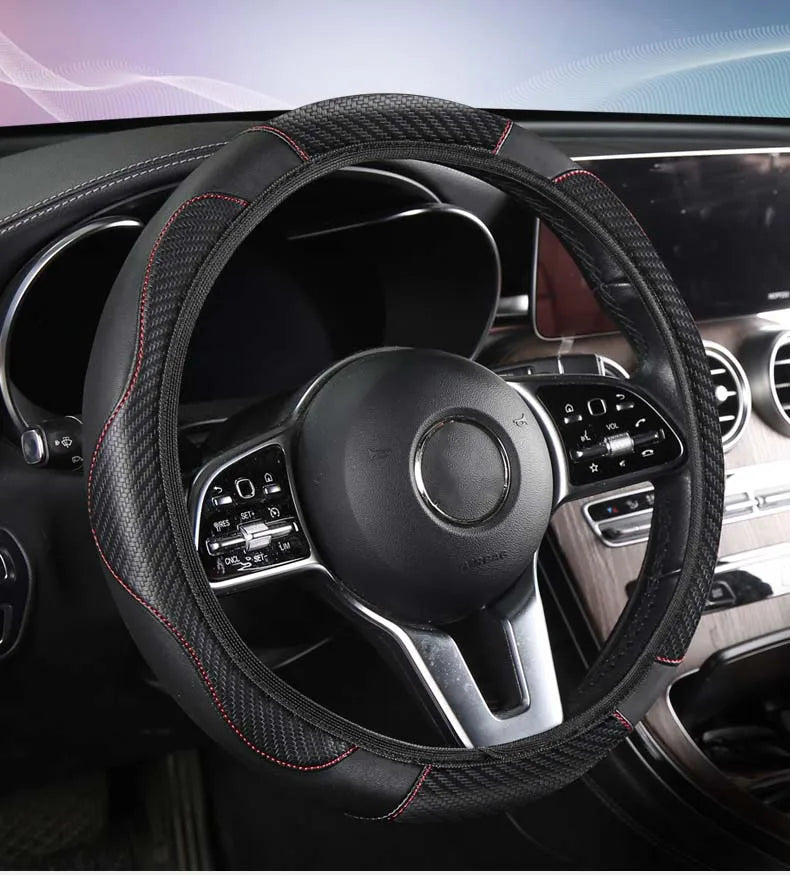 Car Steering Wheel Cover Breathable Anti Slip PU Leather Steering Covers