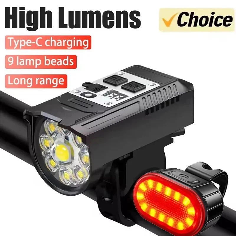 Cycling Bicycle Front Rear Light Set Bike USB Charge Headlight Light MTB Waterproof Taillight LED Lantern Bicycle Accessories