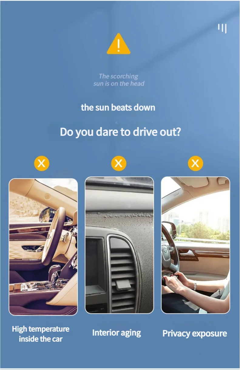 UV-Reflective Car Sun Shade Cover Rear Windshield Sun Protection Sunshade