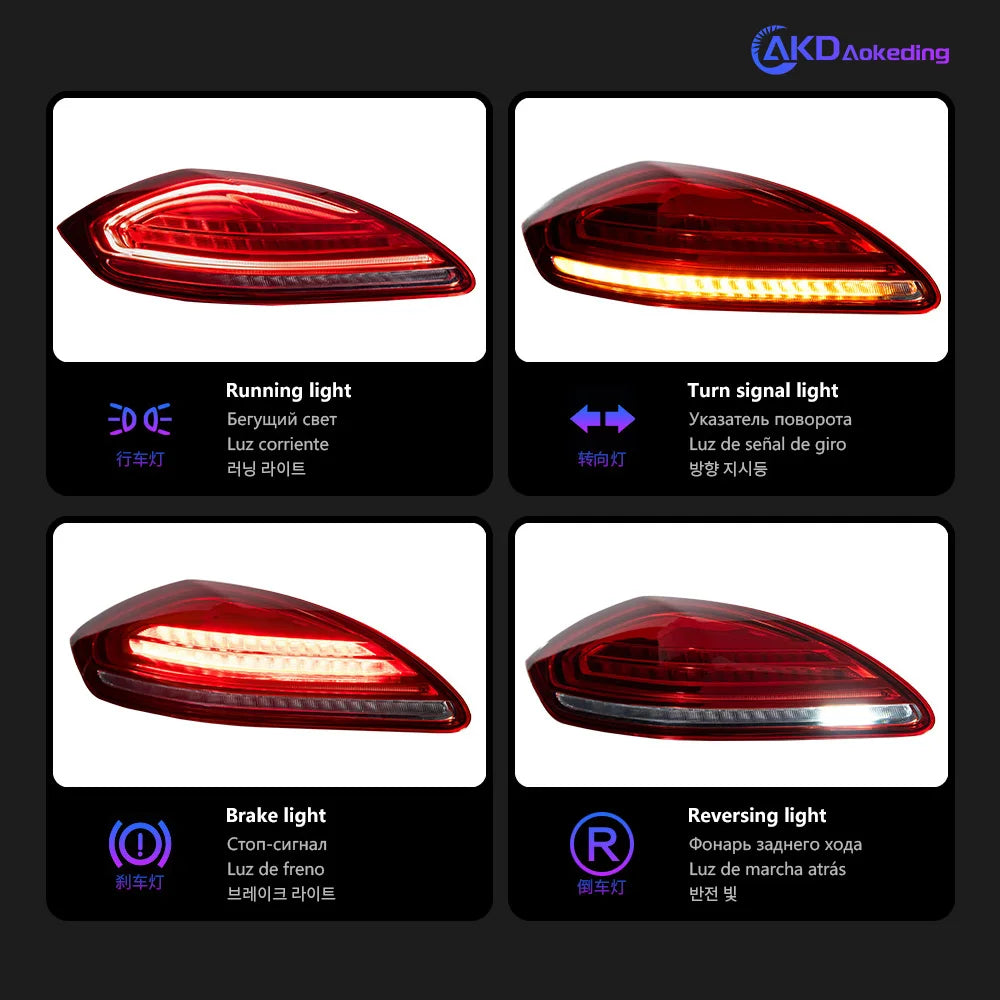 AKD Tail Lamp for Porsche Panamera 970.1 970.2 LED Tail Light 2010-2017 Rear Fog Brake Turn Signal Automotive Accessories