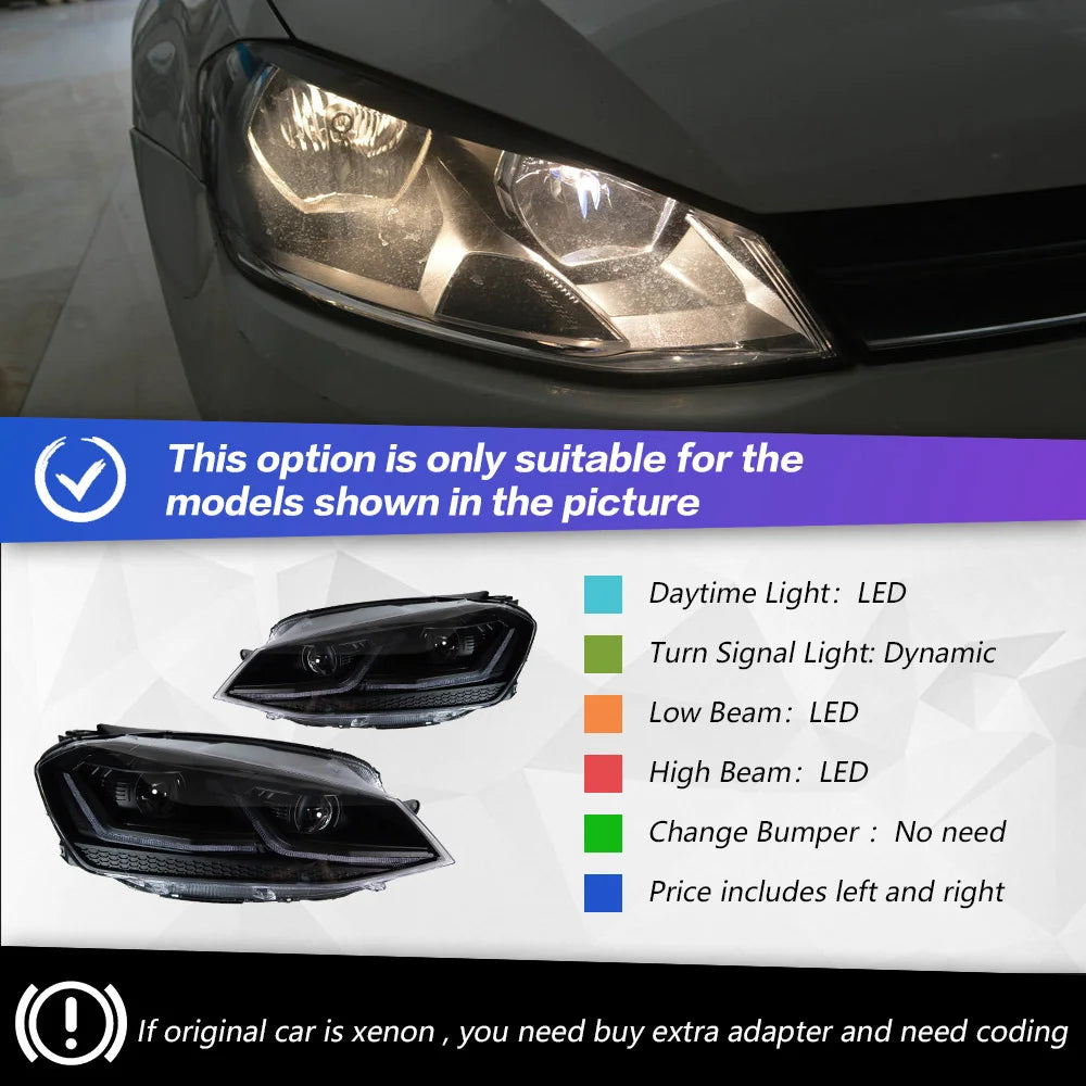 Headlights For VW Golf 7 MK7 Gti LED 2013-2017 Golf 7 Head Lamp Car Styling DRL Signal Projector Lens Auto Accessories Front
