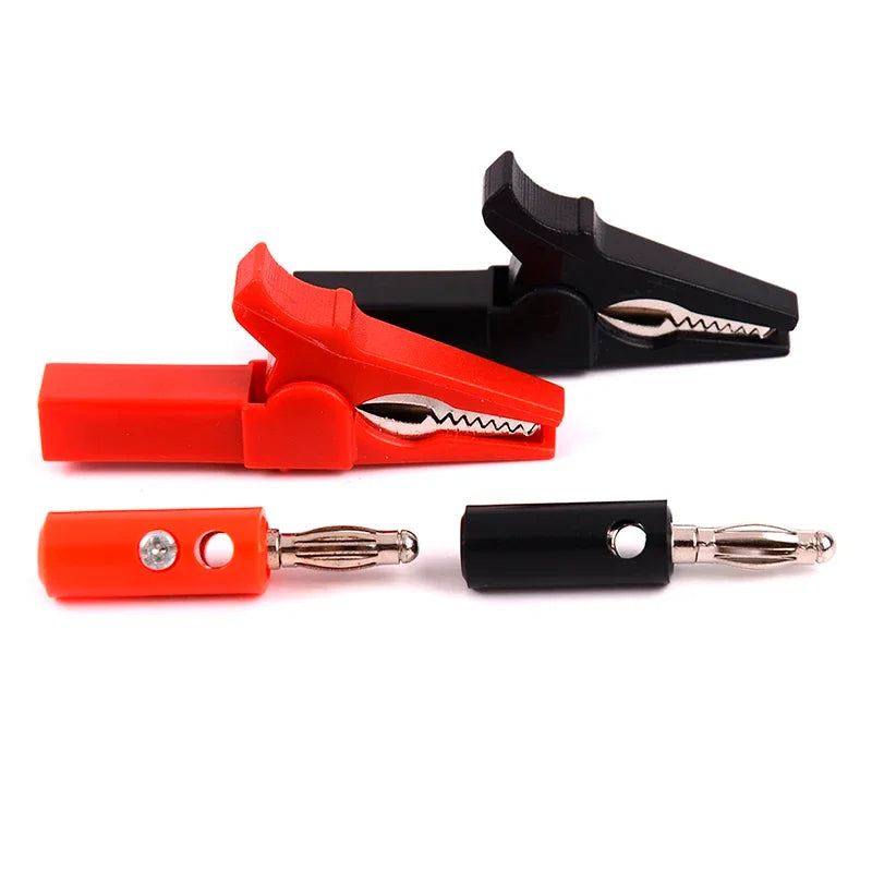 4Pcs/Set 55mm Alligator Clip with Banana Plug 4mm Test Probe Cable Clips Red & Premium Automotive Accessory