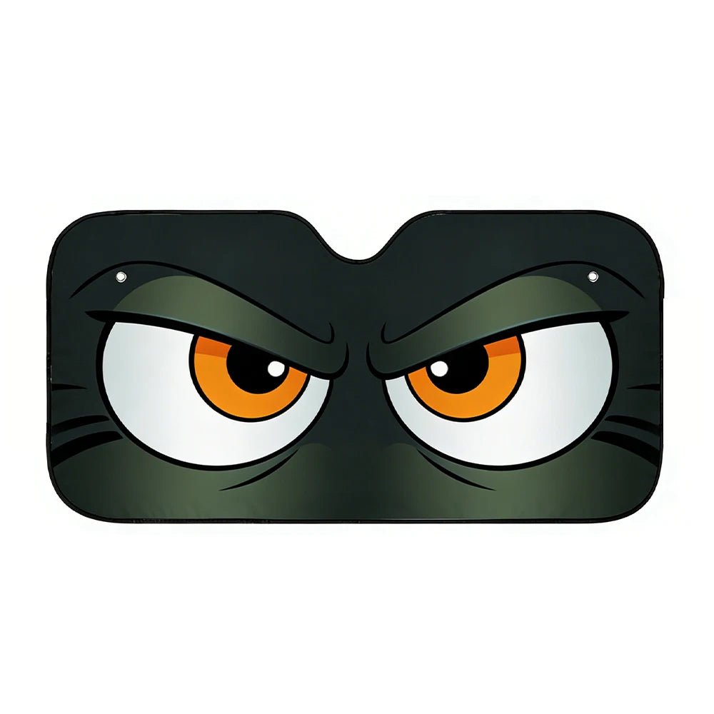 Cartoon Angry Eyes Car Windshield Sun Shade 51.1 Inches Universal Car Sun Visor