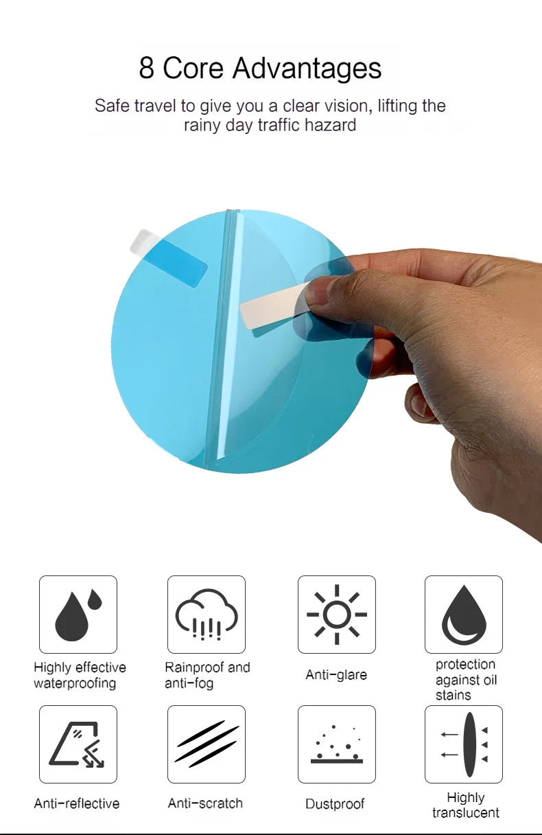 4PCS Car Rainproof Film 2 Auto Rearview Mirror Side Windows Waterproof Anti-fog Premium Automotive Accessory