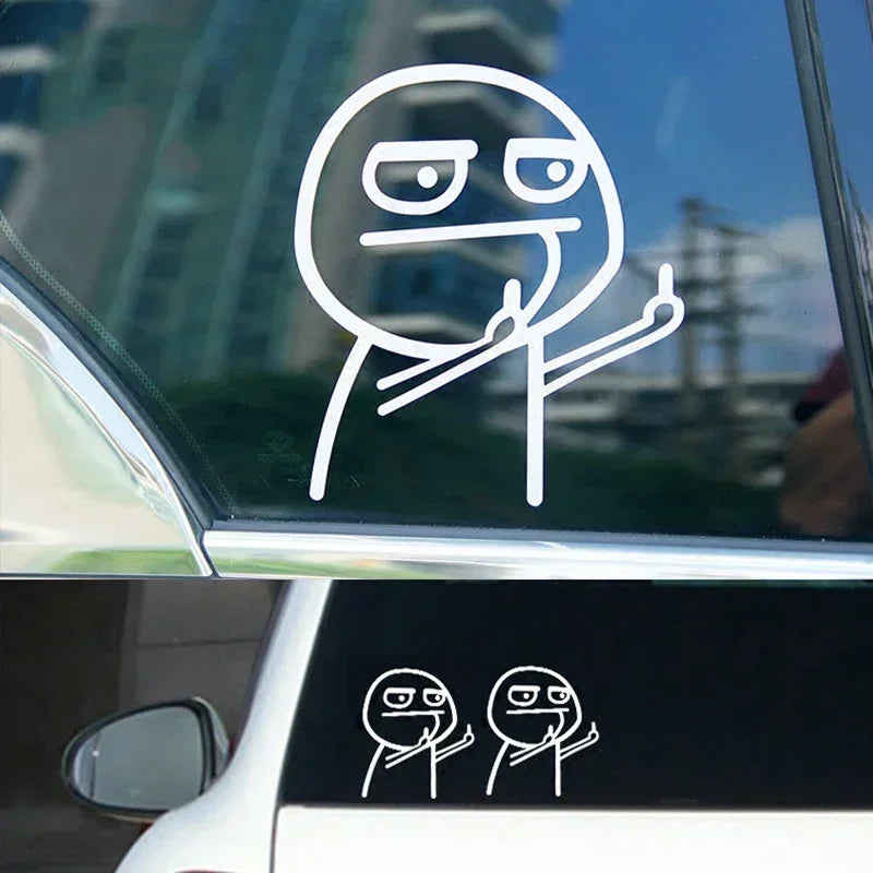 Funny Middle Finger Troll Face Meme 5PCS Stickers for Bumper Art Kid Decorations Premium Automotive Accessory