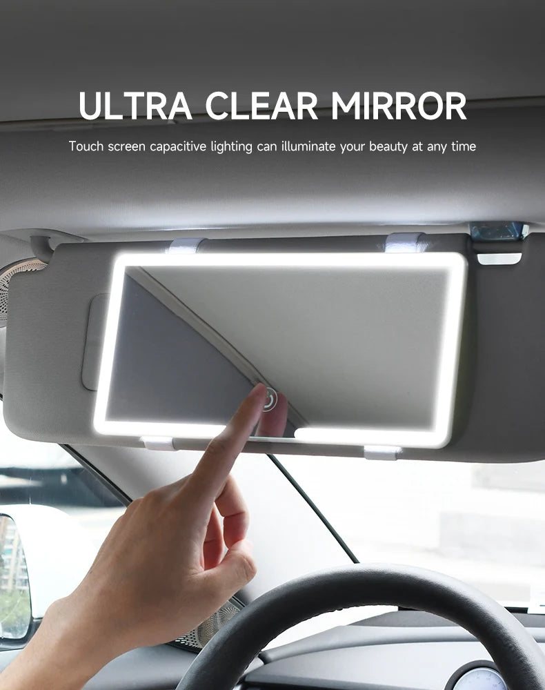 Car Interior Mirrors Sun Visor Plate LED HD Makeup Mirror Rechargeable Fill SUV