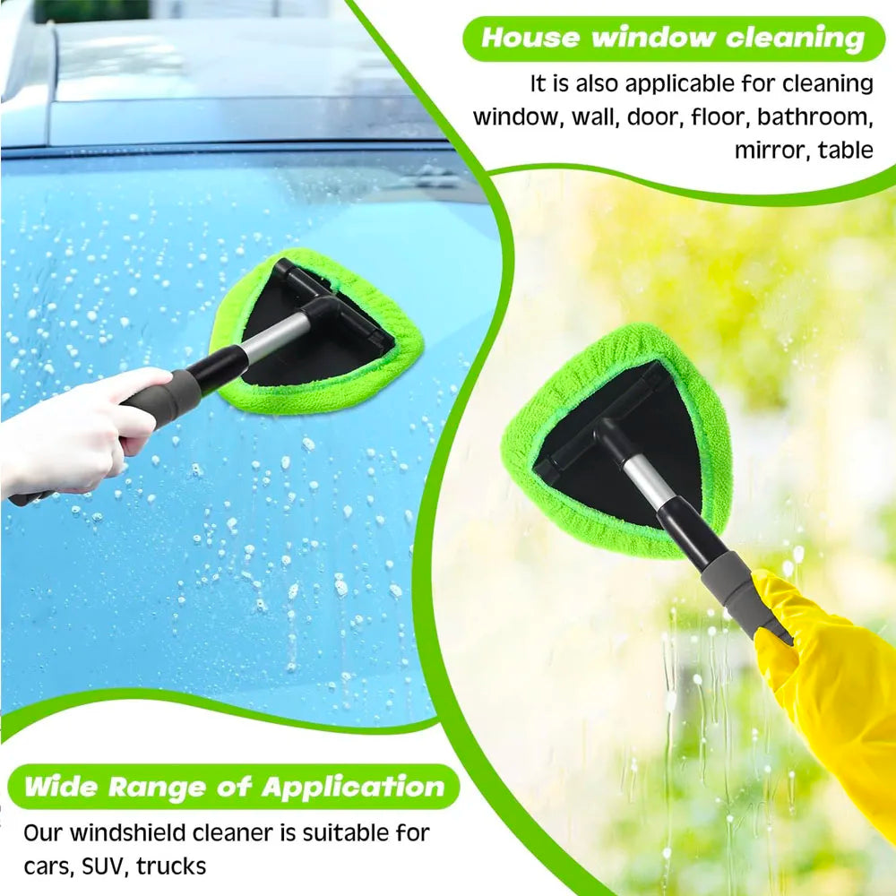 Telescopic Car Window Windshield Cleaning Brush Set Blue Microfiber Window Glass