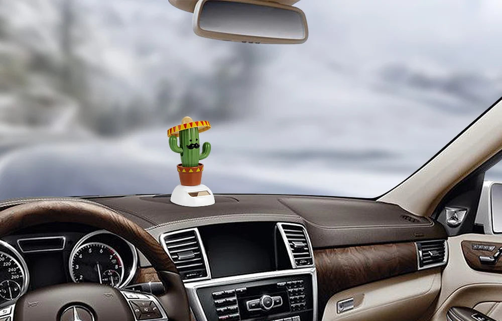 Car Ornament Solar Powered Dancing Shaking Head Cartoon Unicorn Doll Automobile Premium Automotive Accessory