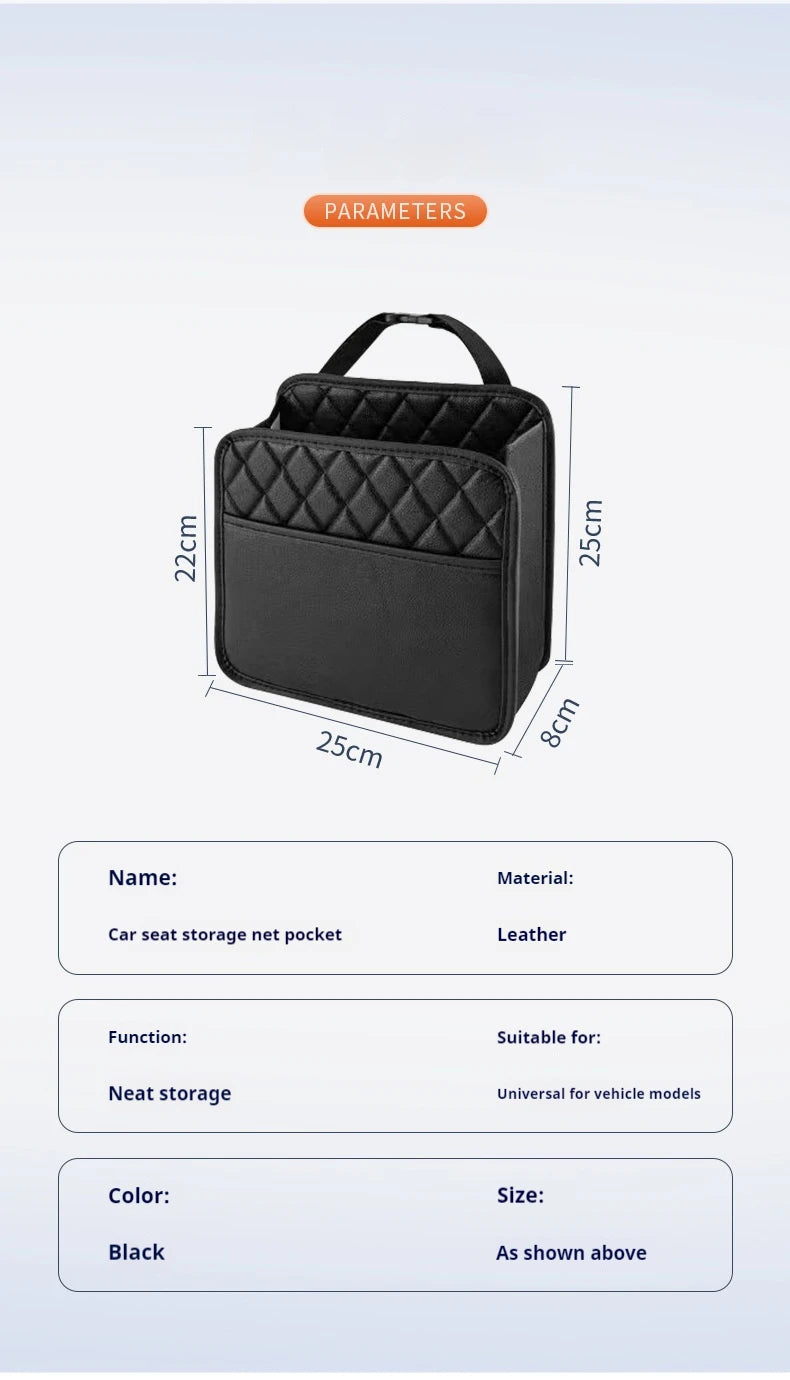 Multifunctional Car Seat Storage Bag Leather Auto Organizer Garbage Interior