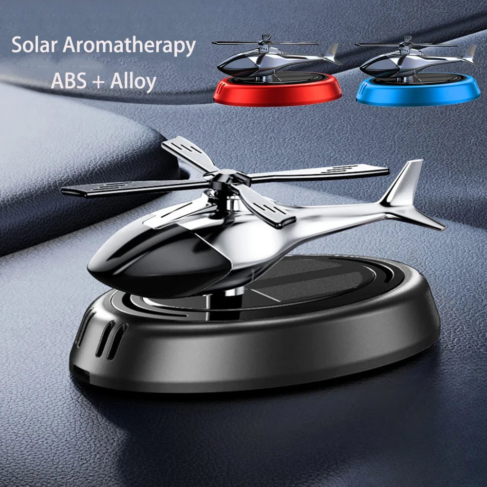 Solar Powered Rotation Helicopter Aromatherapy Car Air Freshener Alloy ABS SUV