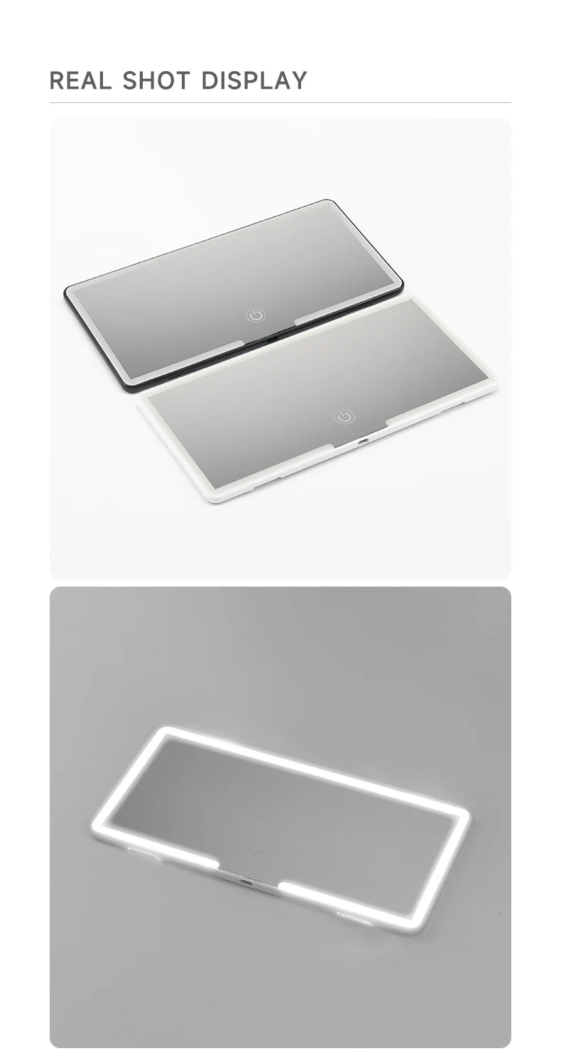 Car Interior Mirrors Sun Visor Plate LED HD Makeup Mirror Rechargeable Fill SUV