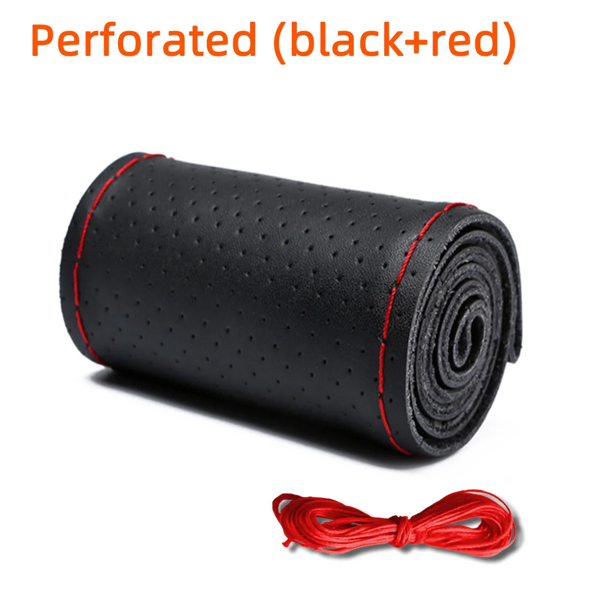 Universal Leather Car Steering Wheel Stitch On Wrap Cover Fit for 38cm 14" DIY