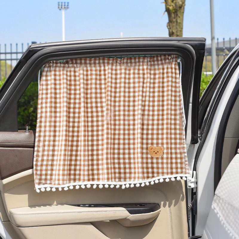 1pc Universal Car Sun Shade Curtains Cute Cartoon Bear Rear Side Window