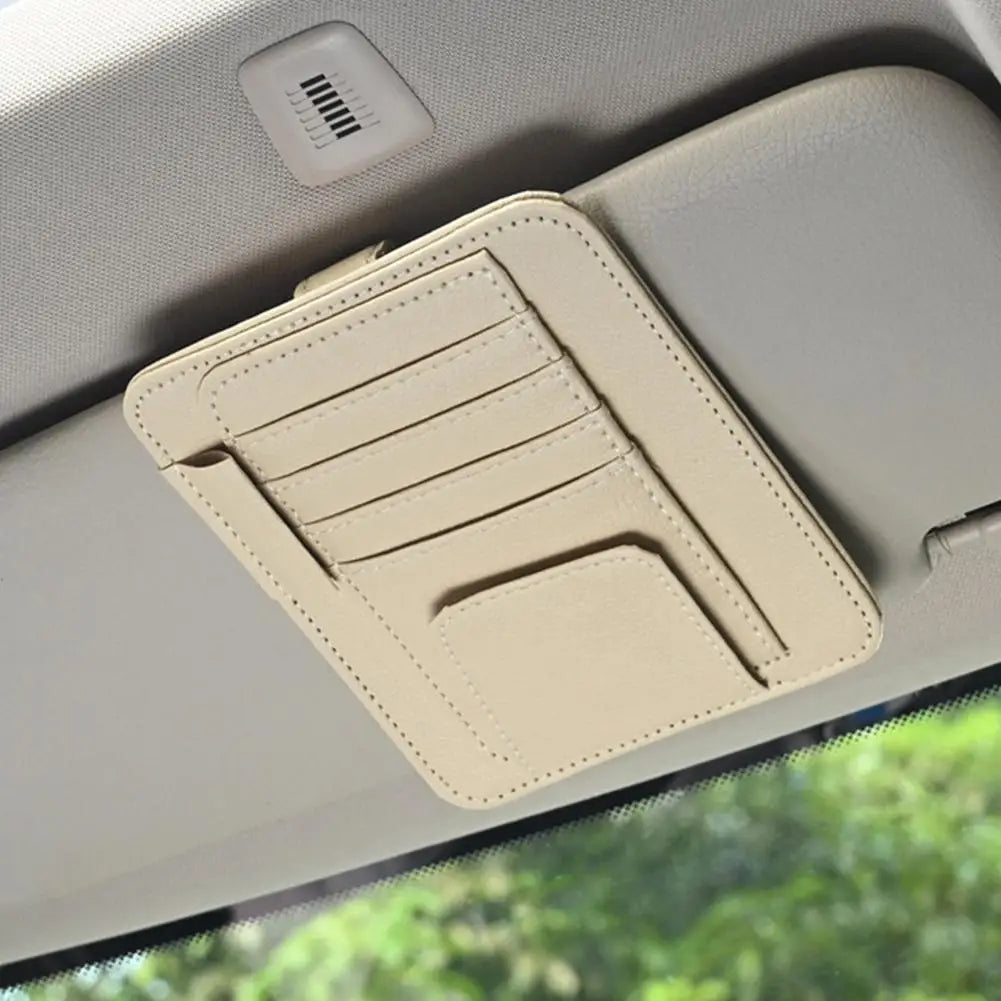 Car Sun Visor Organizer Multi-Pocket Business Card Storage Management Sunglasses
