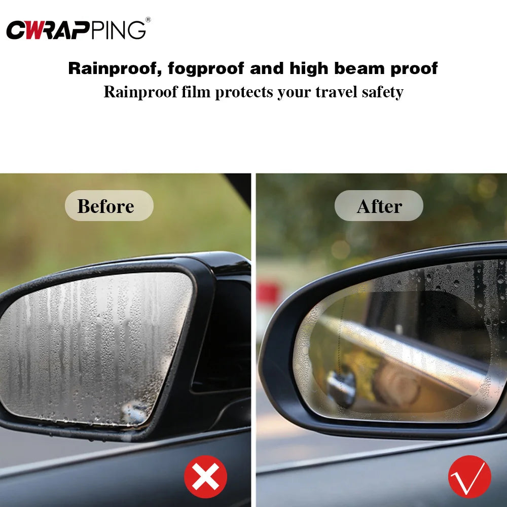 4PCS Car Rainproof Film 2 Auto Rearview Mirror Side Windows Waterproof Anti-fog Premium Automotive Accessory