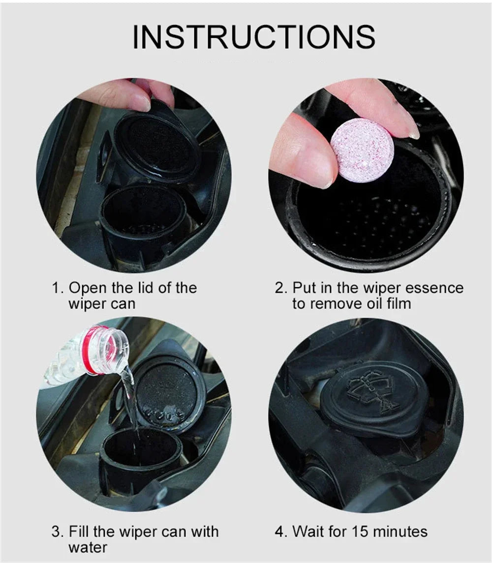 Car Windshield Glass Concentrated Washer Tablets Effervescent Fluid Wiper Solid Premium Automotive Accessory