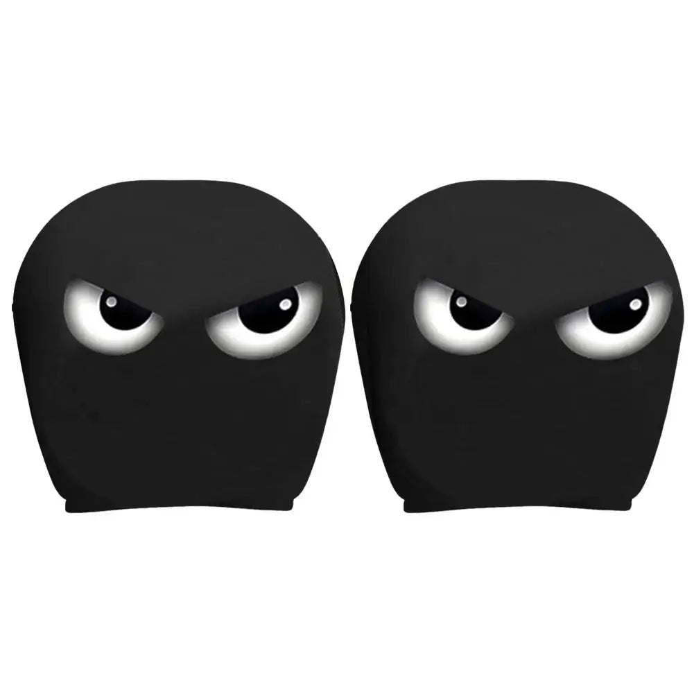 1 Pair Universal Funny Car Headrest Cover Decor Big-eyed Cartoon Print Interior