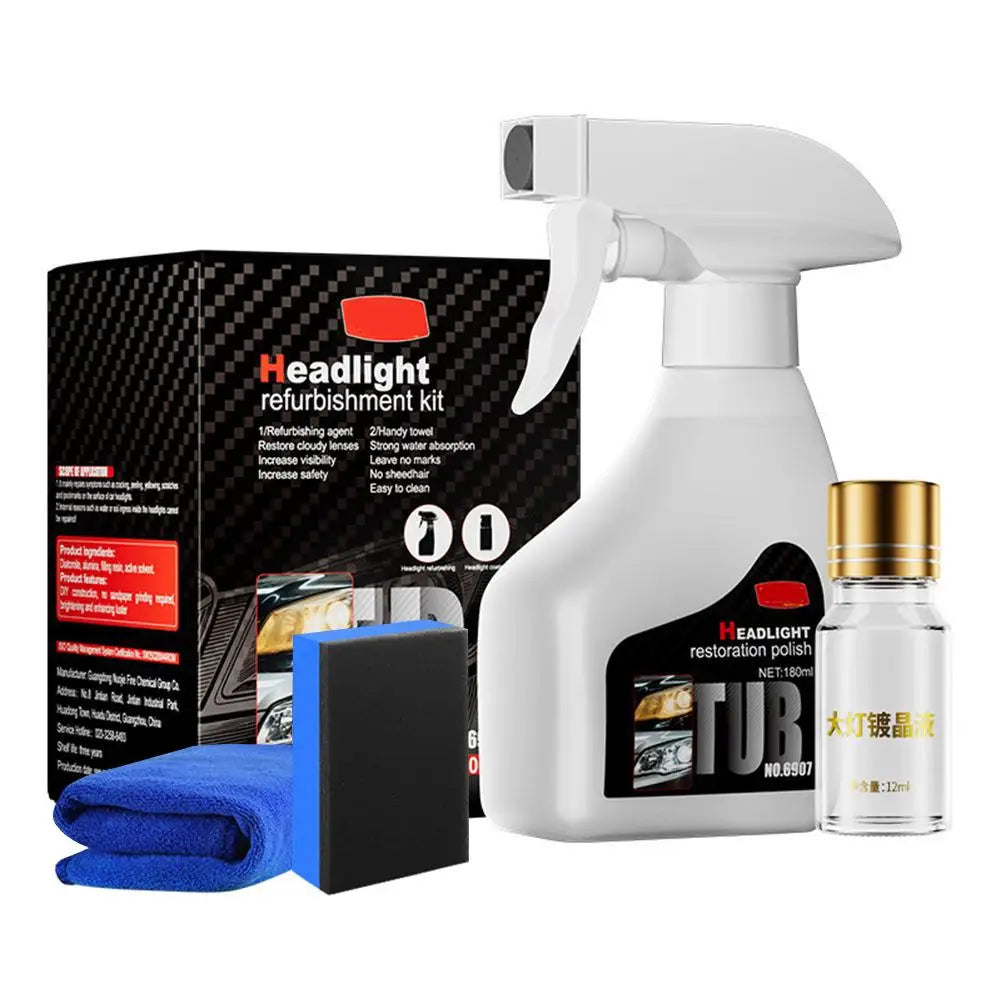 Car Headlights Restoration Kit Chemical Brightener Headlight Polisher Restorer Polishing Paste Set Auto Headlamps Wax Sanding