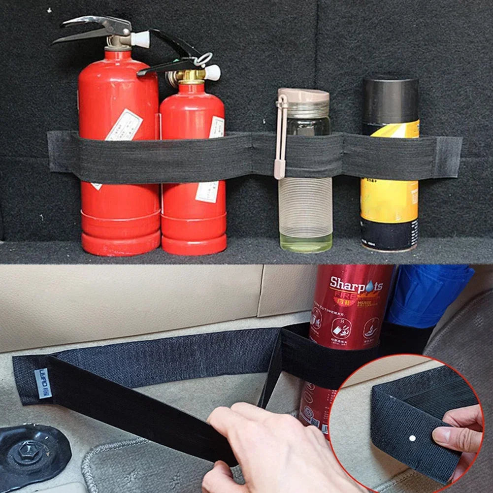 Car Trunk Organizer Elastic Fixing Belt Storage Bag Tapes Fire Extinguisher