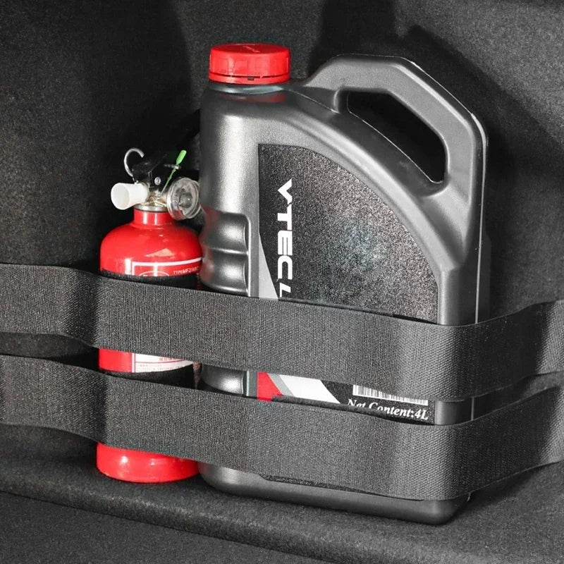 Car Trunk Organizer Elastic Fixing Belt Storage Bag Tapes Fire Extinguisher