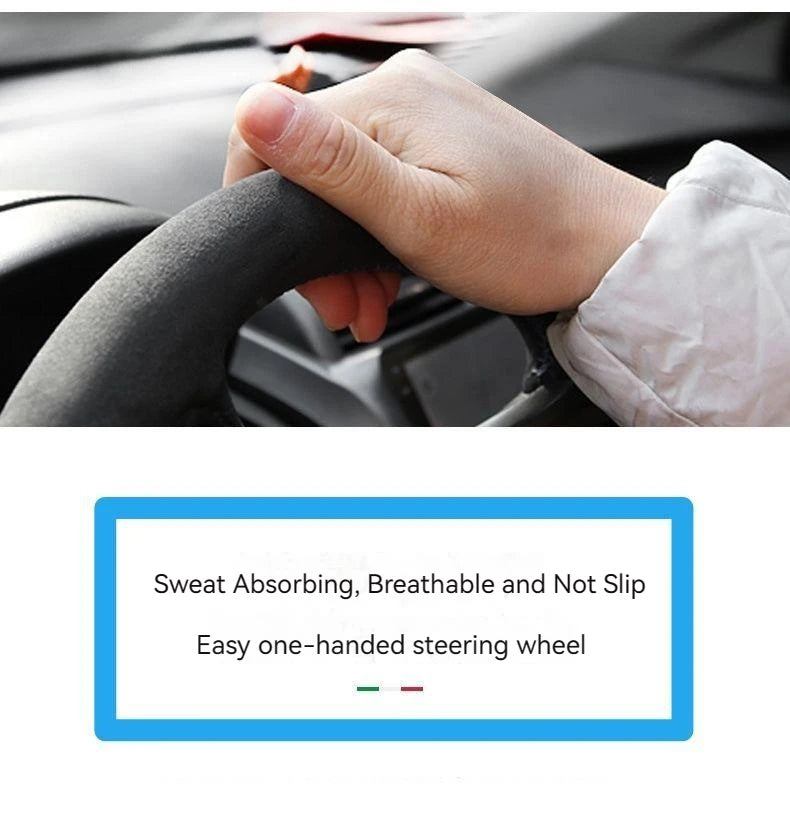 Suede Steering Wheel Cover for All Seasons Auto Ultra-thin Non-slip