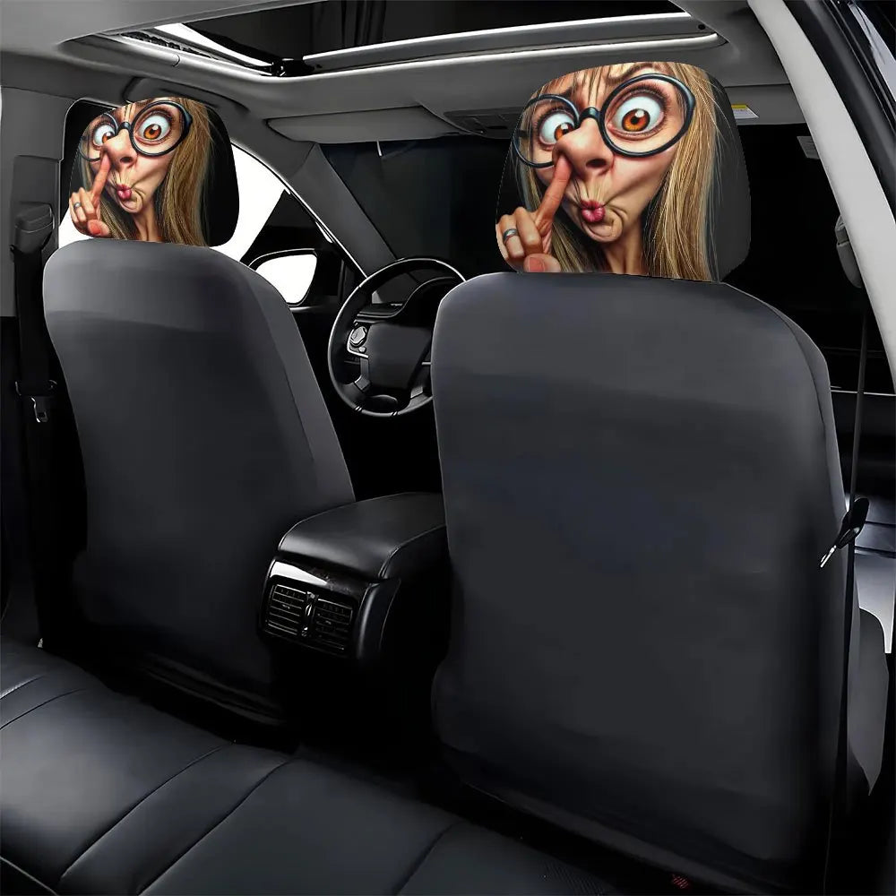 Fun Drive Car Headrest Cover Washable Easy To Install Personalized Interior