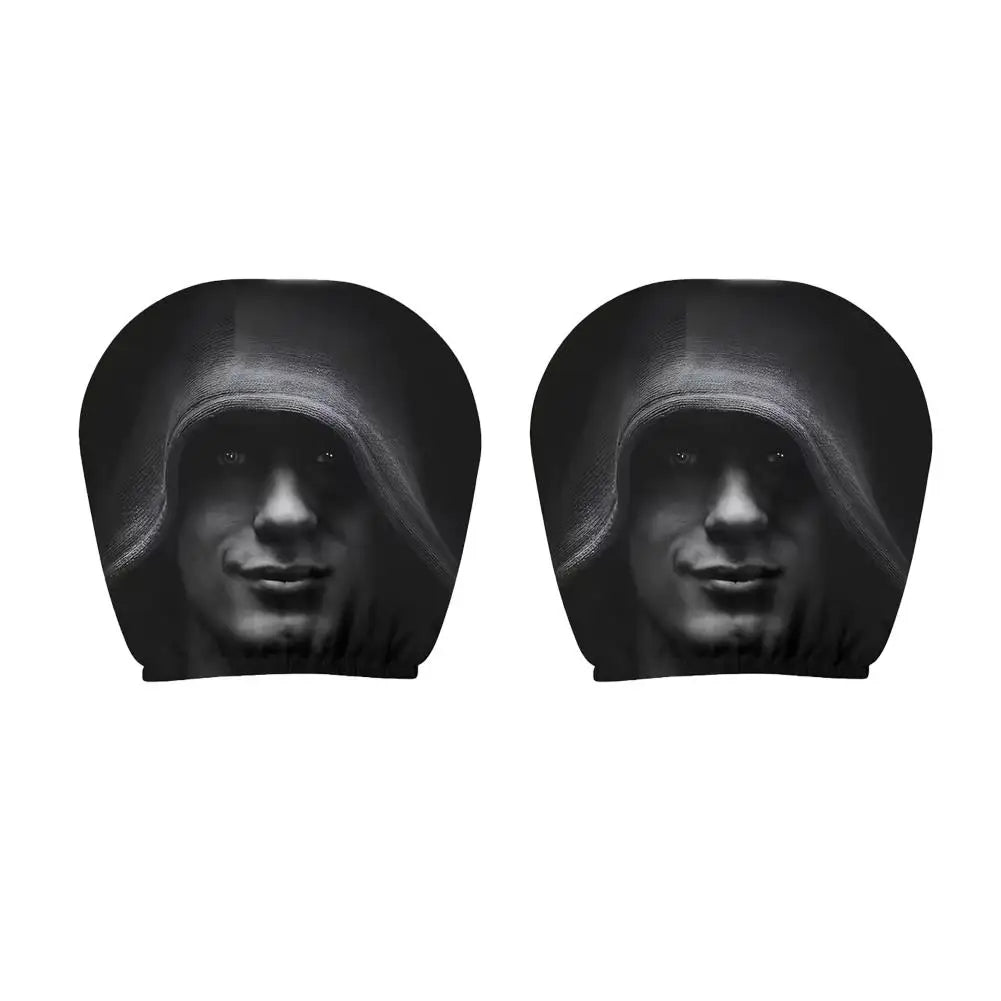 1 Pair High quality Universal Fit Car Headrest Covers Funny Mysterious Printed