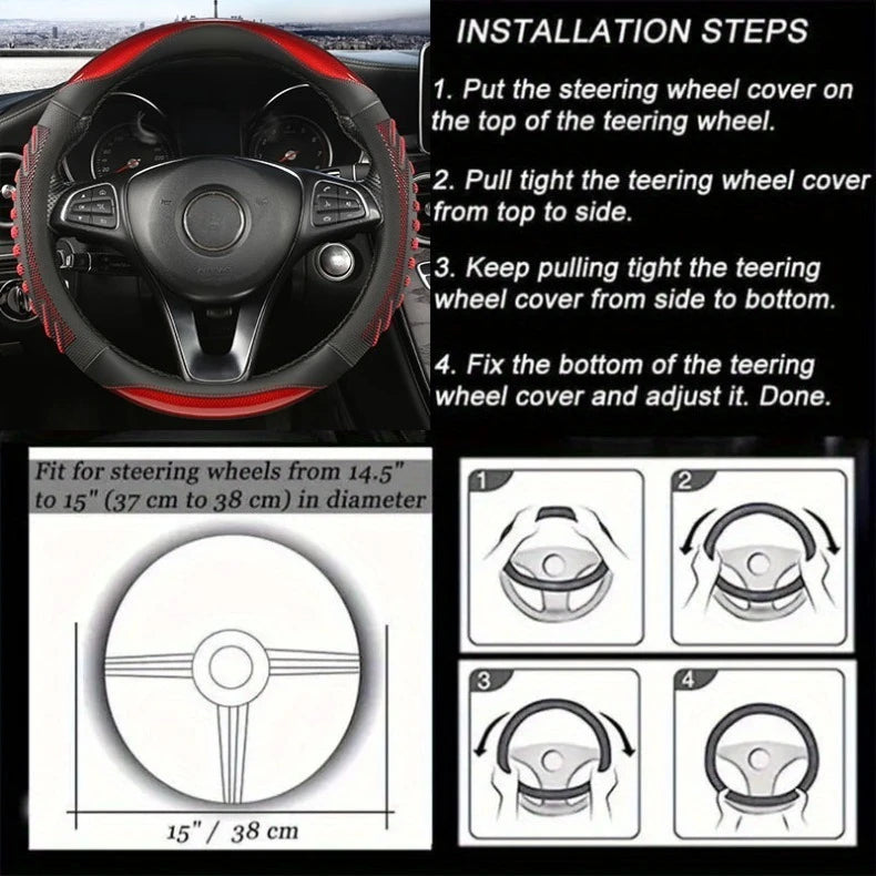 Three-dimensional Honeycomb Steering Wheel Cover Durable Leather Cover