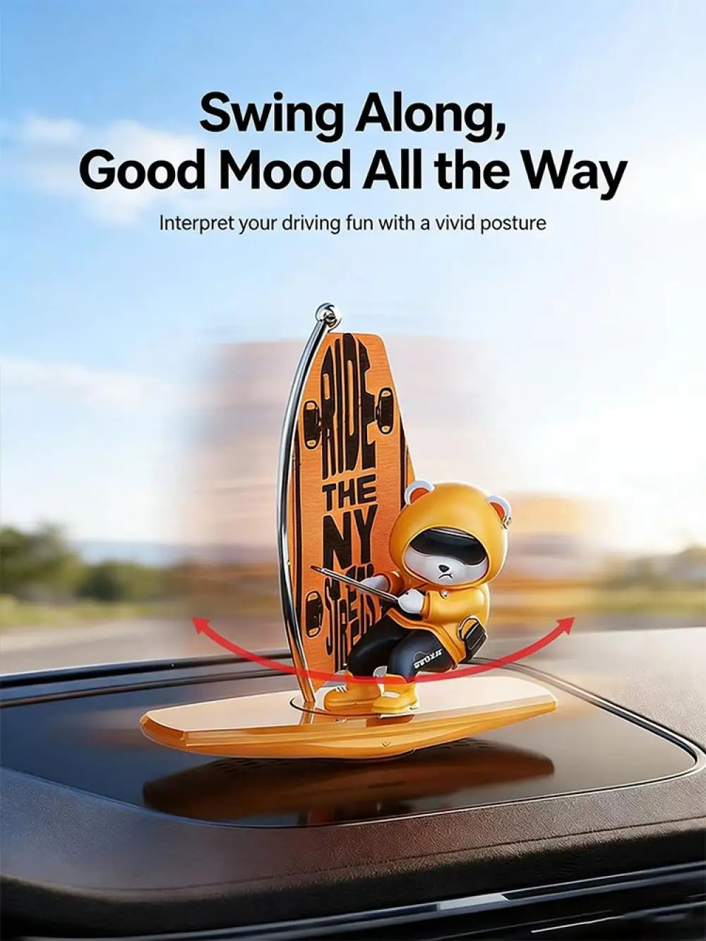 Car Dashboard Ornament Automatic Swing Surfing Bear Center Console Creative Auto Premium Automotive Accessory