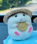 Cute Hamster with Straw Hat Car Ornament,Car Decoration Auto Interior Dashboard Premium Automotive Accessory