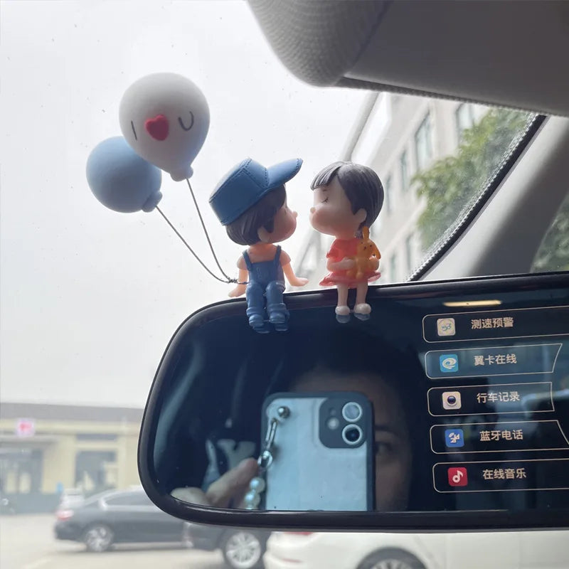 Cute Cartoon Couples Car Decoration Accessories Romantic Figurines Balloon Premium Automotive Accessory