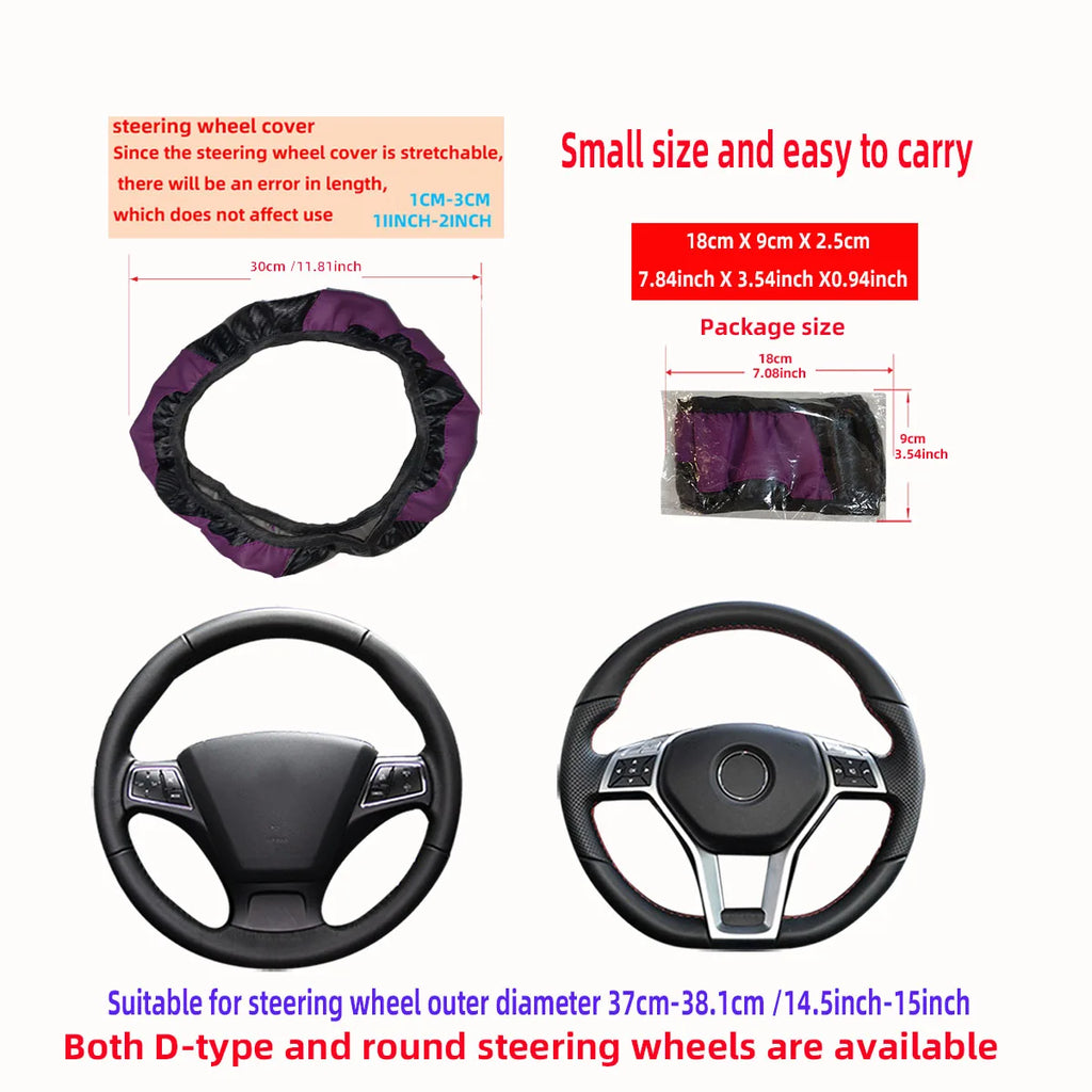 Steering Wheel Cover Carbon Fiber Leather Car without Inner Ring