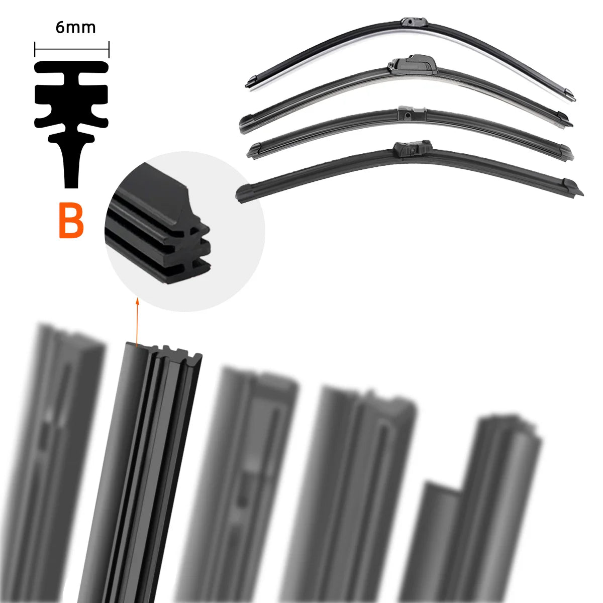 Car Wiper Rubber Strips Refill Blade Replacement Parts All Types Seasons Premium Automotive Accessory
